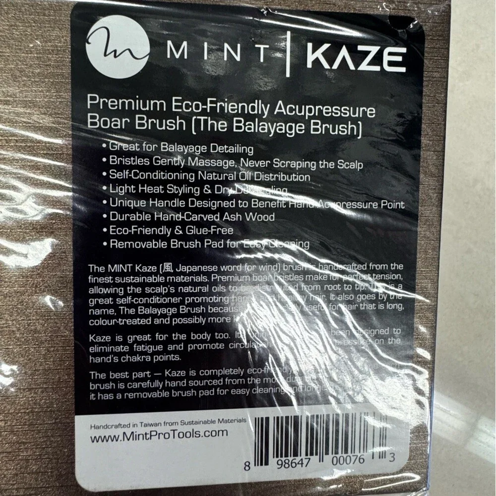 Mint Kaze brush paddle brush boar hair Eco-Friendly Acupressure Brush brand new